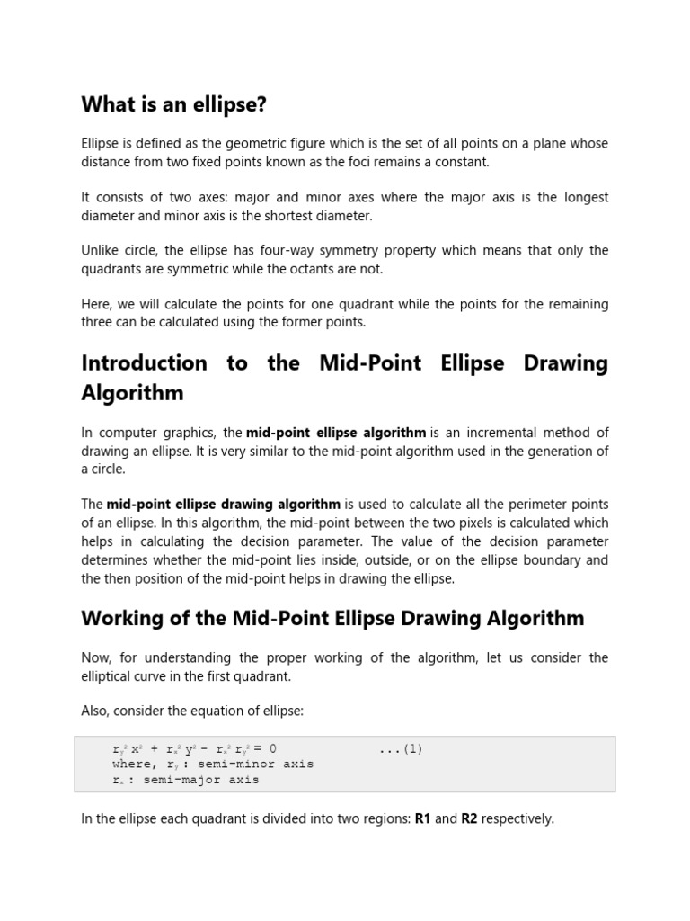 Computer Grapics Chapter 2 note 2 | PDF | Ellipse | Cartesian ...