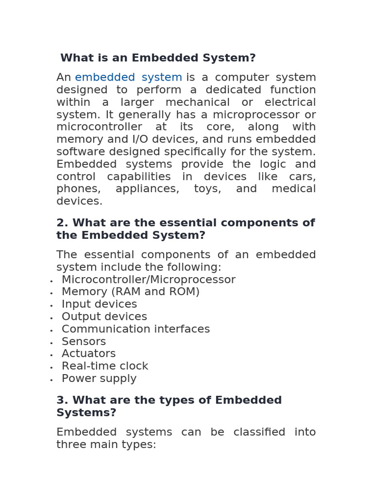 What is an Embedded System.docx2 | PDF | Embedded System | Microcontroller