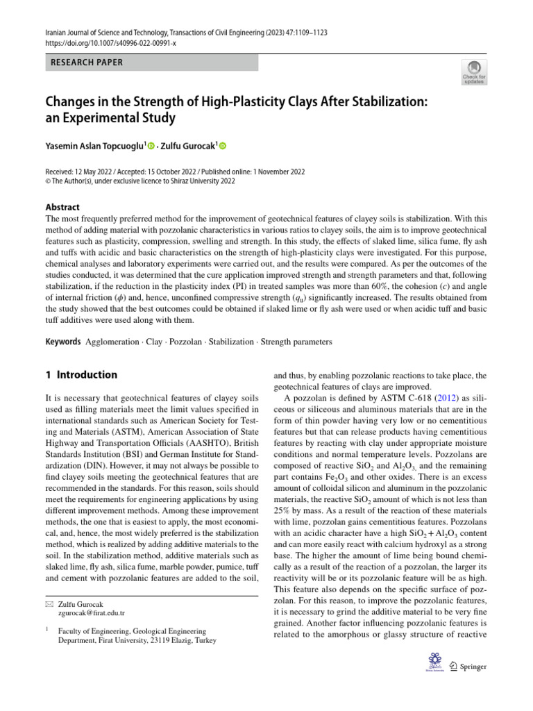 Clay Stabilization 2023 | PDF | Lime (Material) | Cement