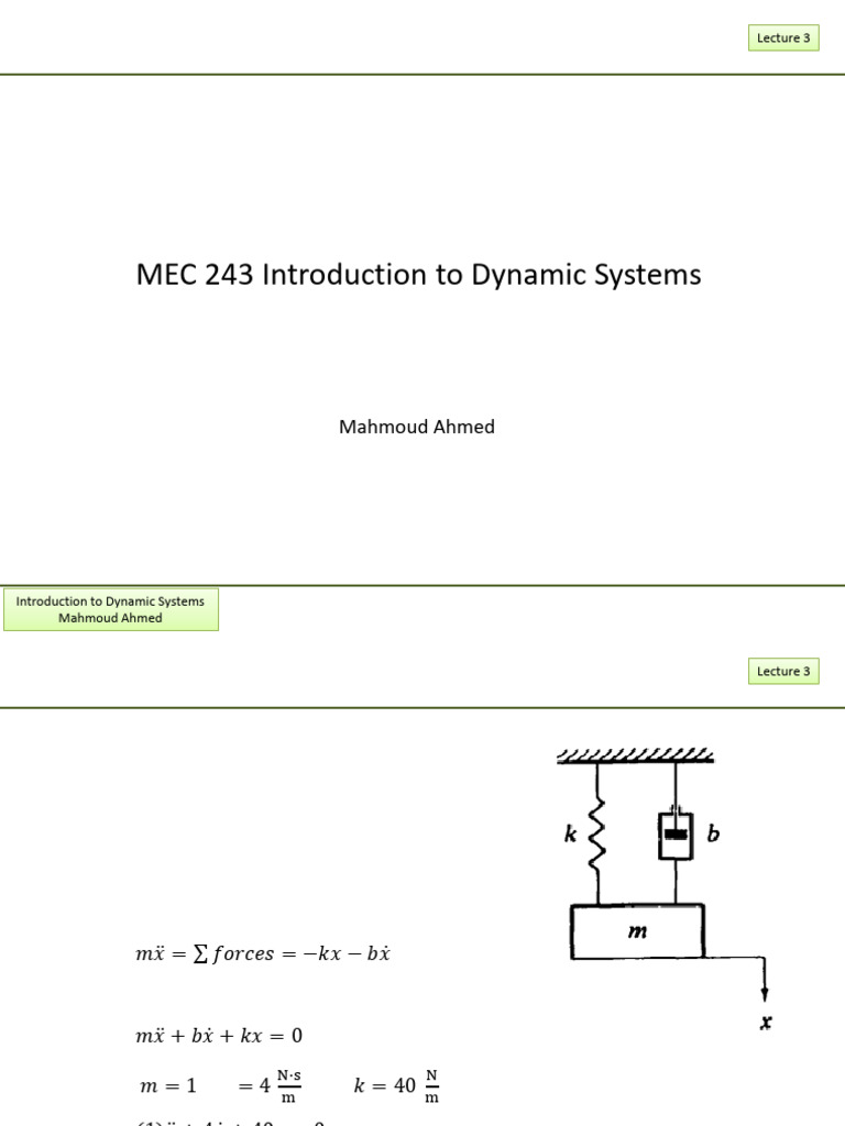 Lecture 03 Intro to Dyn Sys 03 | PDF | Kinetic Energy | Force