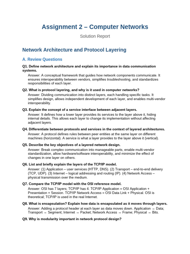 Assignment2 Solution v2 | PDF | Transmission Control Protocol | Osi Model
