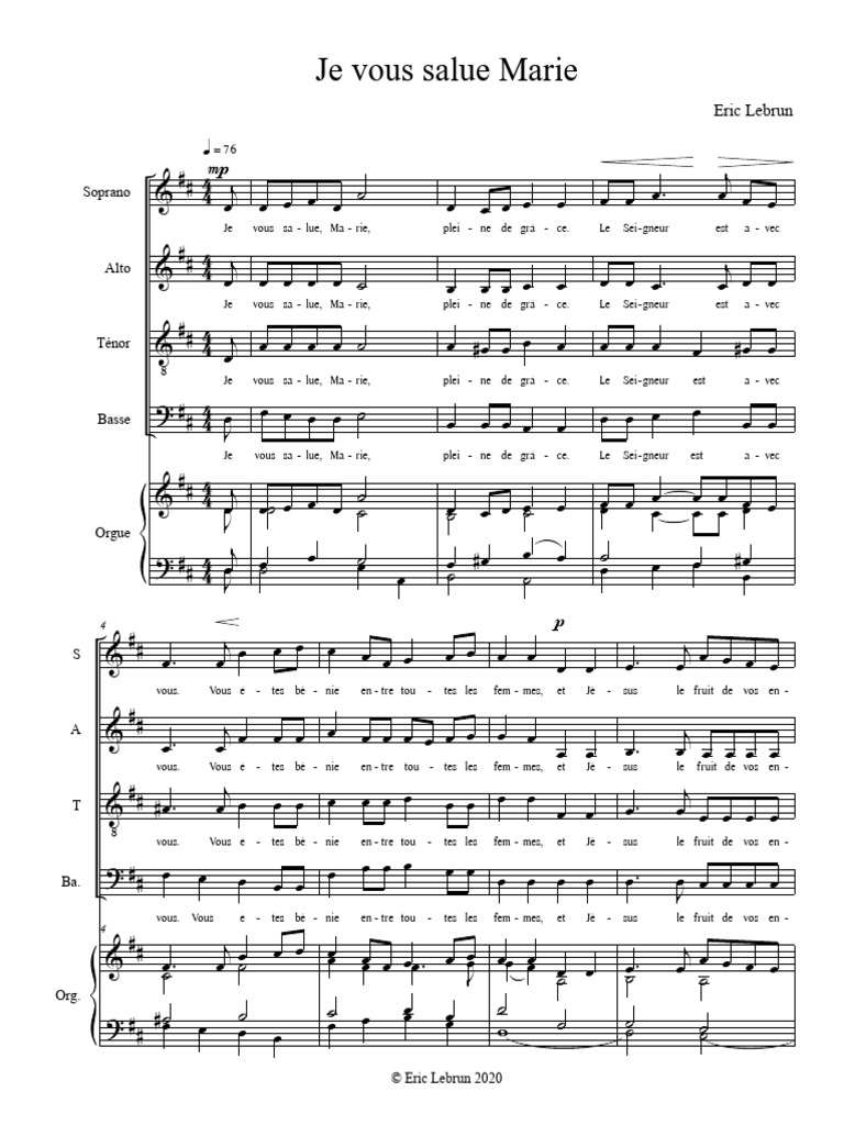 Je Vous Salue Marie 2ème Version | PDF