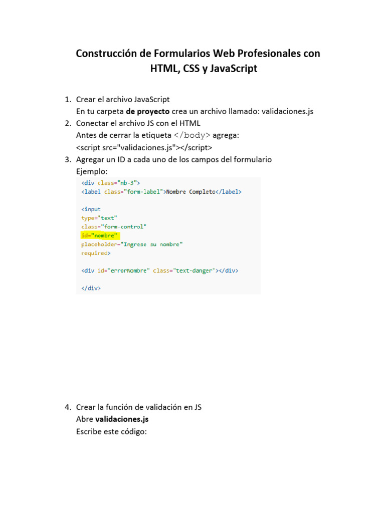 Construcción de Formularios Web Profesionales Con HTML | PDF | Script ...