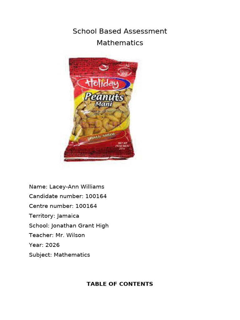 School Based Assessment (Math) | PDF | Weight | Statistics
