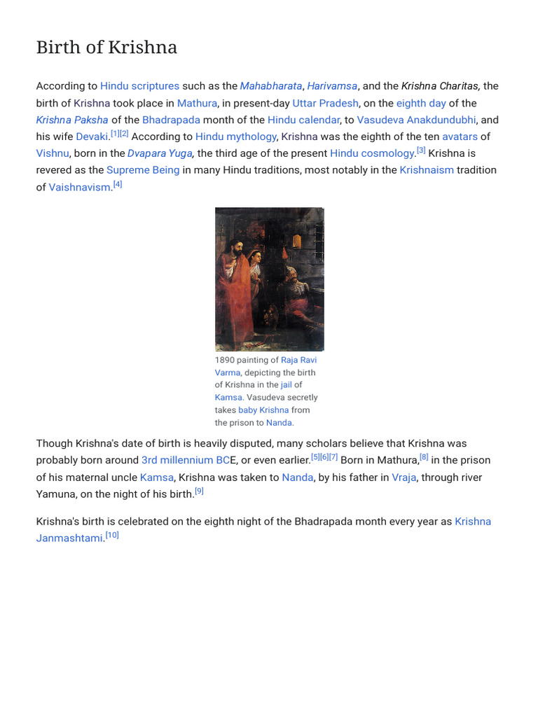 Birth of Krishna - Wikipedia | PDF | Krishna | Hinduism