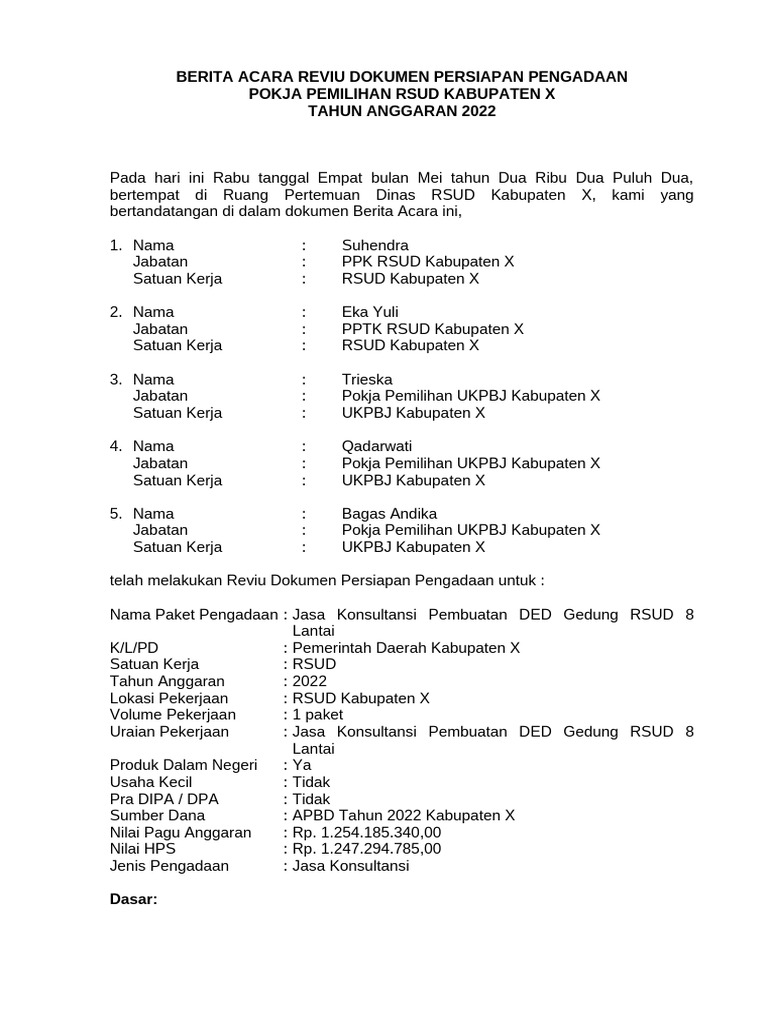 Contoh BA Reviu DPP - Jasa Konsultansi | PDF