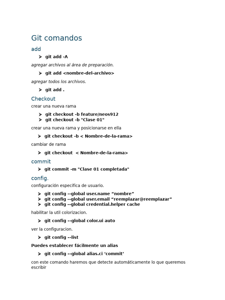 Git Comandos | PDF | Variantes Unix | Desarrollo de software