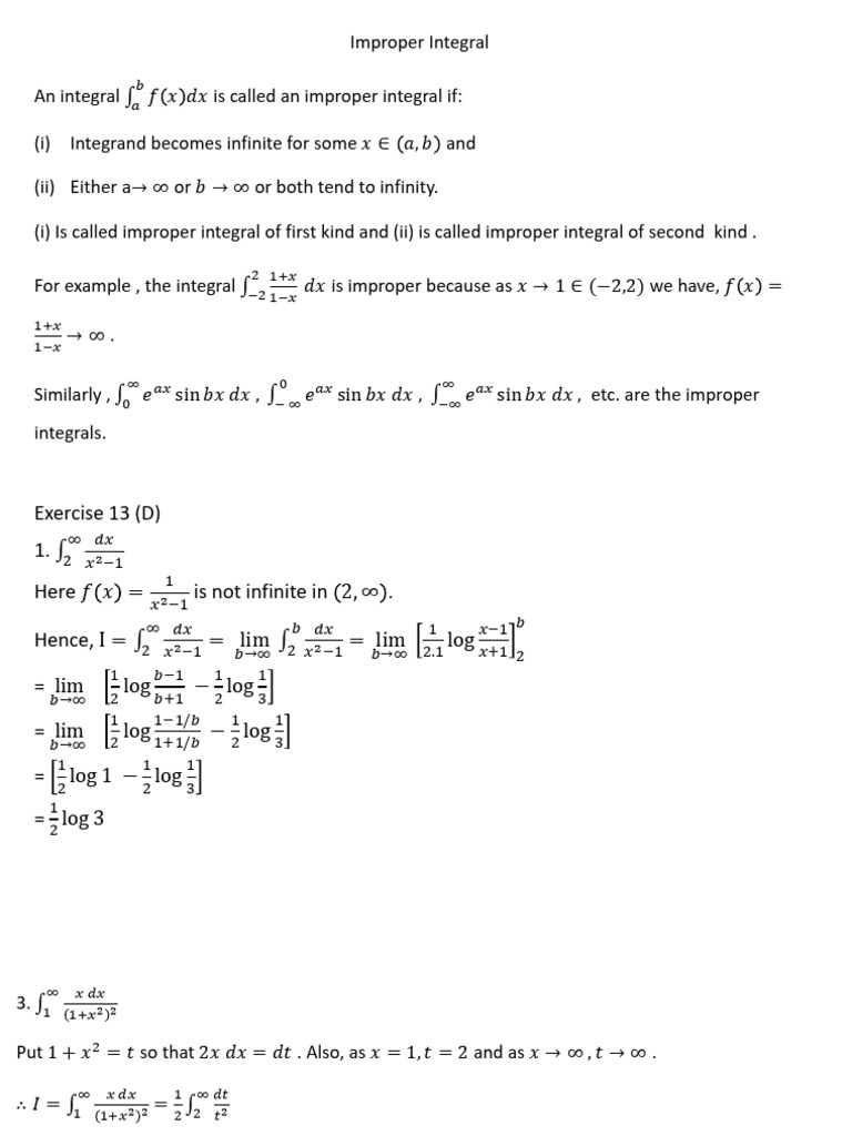 Improper integral Lecture 10 | PDF | Infinity | Chess Theory