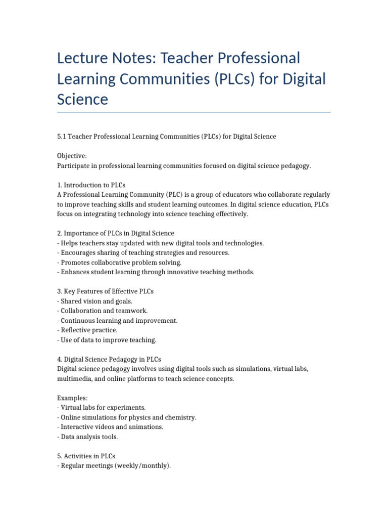PLC Digital Science Notes | PDF