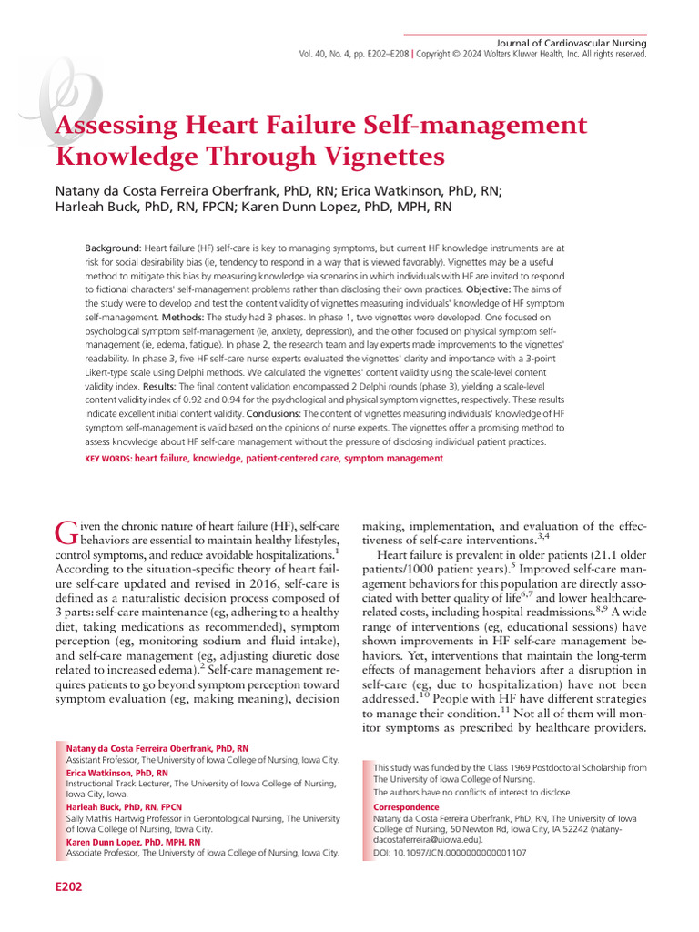 Assessing Heart Failure Self Management Knowledge.20 | PDF | Heart ...