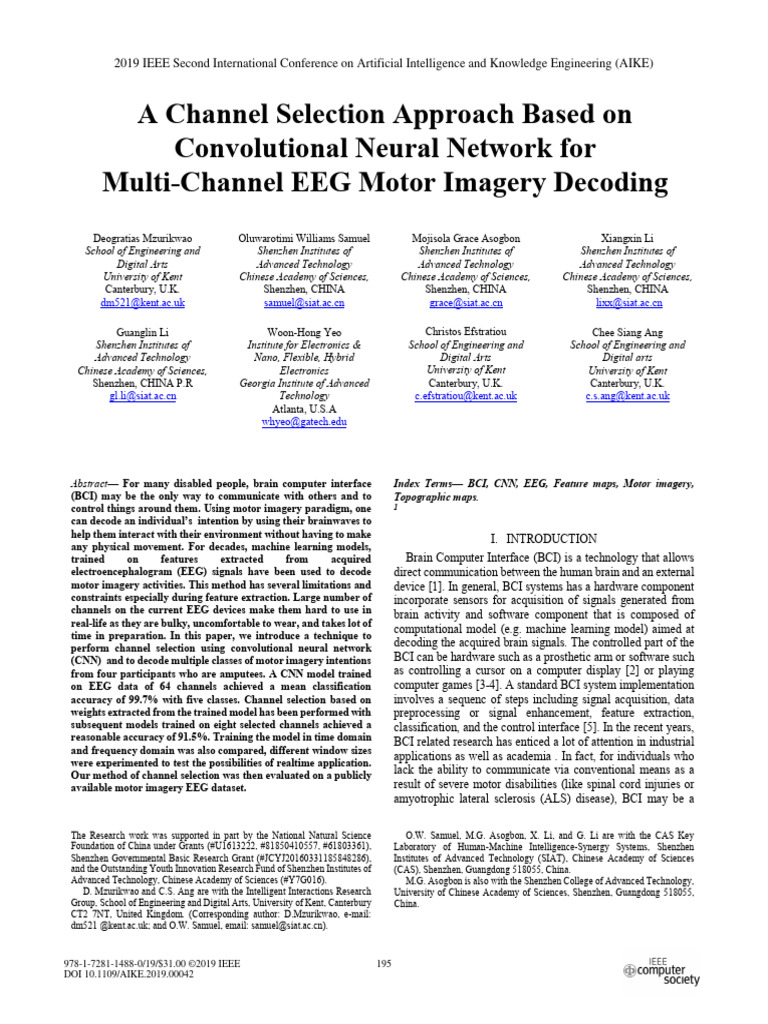 A Channel Selection Approach Based on Convolutional Neural Network for ...