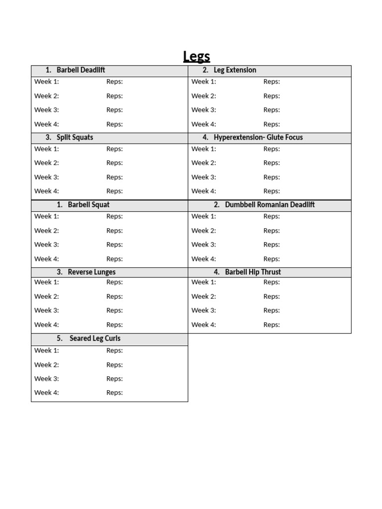 Arms and Legs Workout Plan | PDF | Weight Training