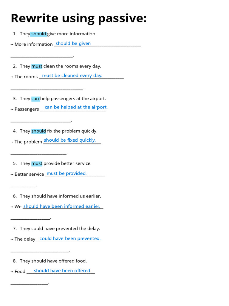 Rewrite Using Passiveanswers | PDF