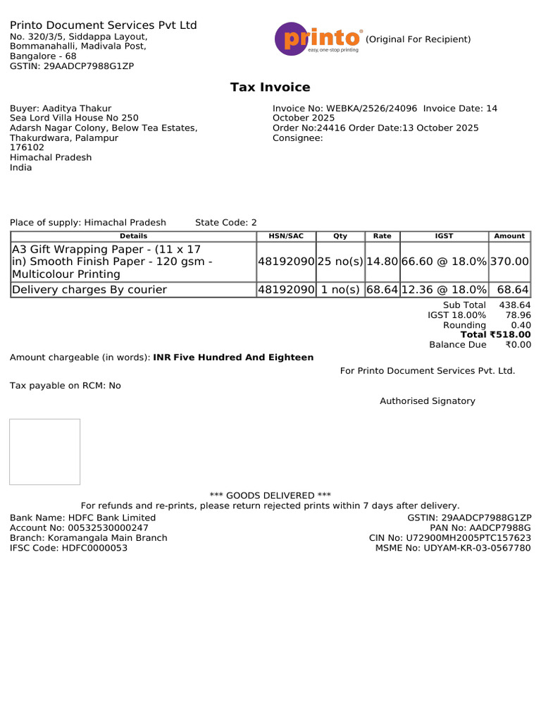 Invoice - Wrapping Paper | PDF | Government Finances | Taxes