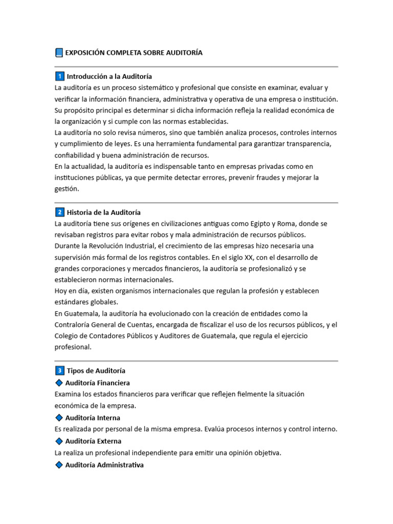 ? Exposición Completa Sobre Auditoría | PDF | Auditoría | Contralor