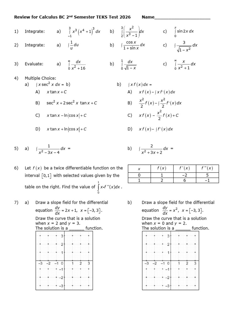 TEKS+Review+ +(Spring)+Calculus+BC+AP | PDF | Euclidean Vector ...