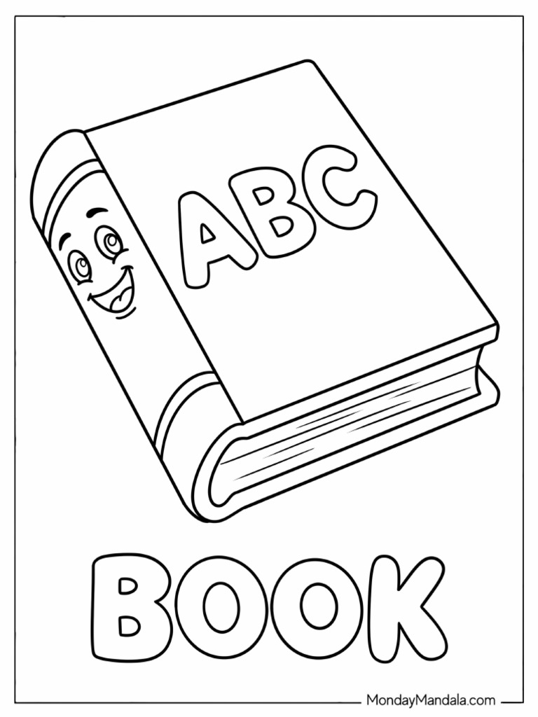ABC Book Outline Coloring Page | PDF