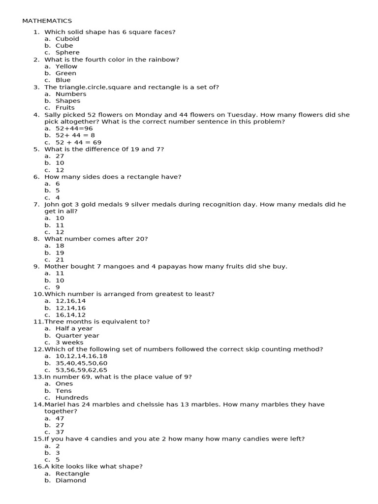 Mathematics Reviewer | PDF | Shape | Triangle