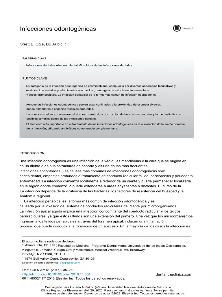 Orret E - Odontogenic Infections - 2017 (1) | PDF | Sistema linfático ...