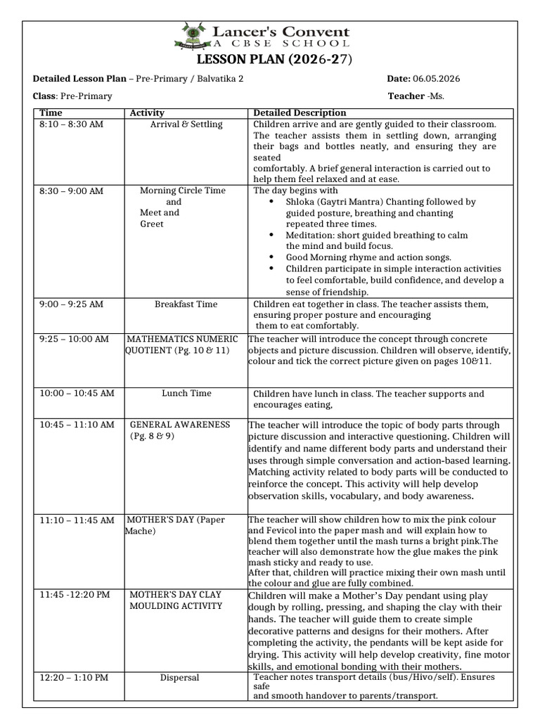 Lesson Plan 6 May 2026 | PDF | Lesson Plan | Human Communication