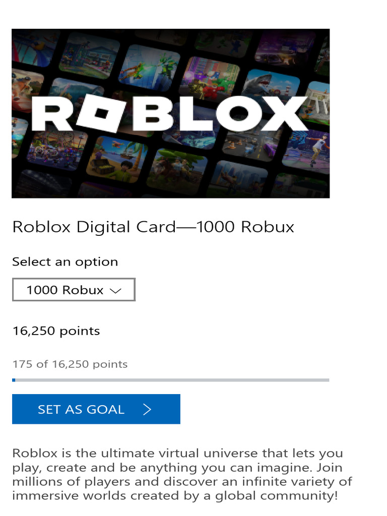 Roblox Digital Card—1000 Robux | PDF