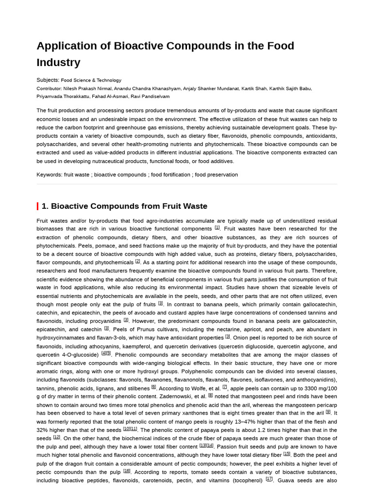 Application of Bioactive Compounds in the Food Industry 2 | PDF ...