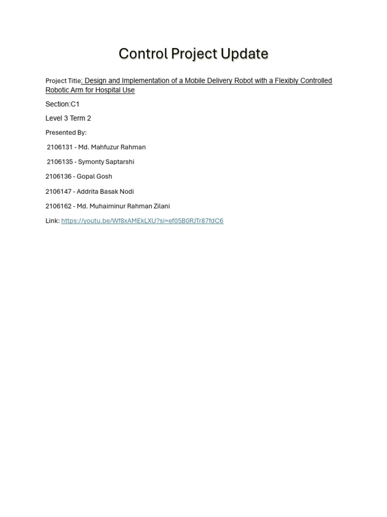 Control Project Update | PDF