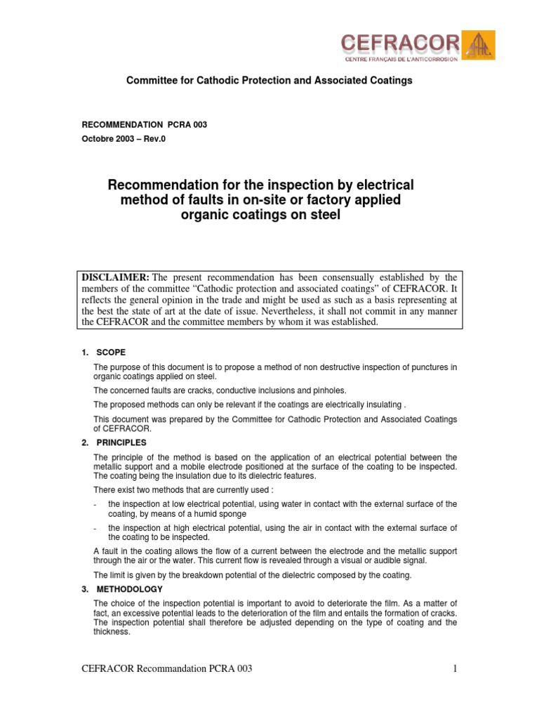 Guidelines For Holiday Testing PDF Insulator (Electricity) High