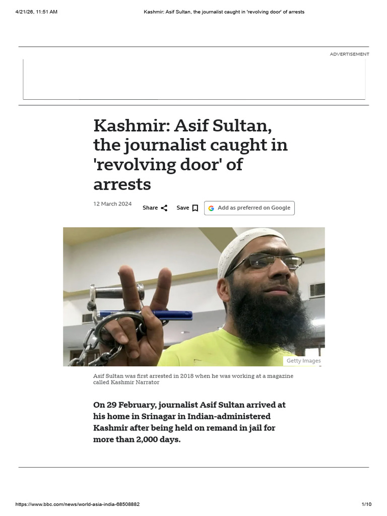 Kashmir_ Asif Sultan, The Journalist Caught in 'Revolving Door' of ...