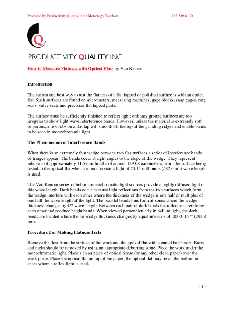How To Measure Flatness With Optical Flats PDF Optics