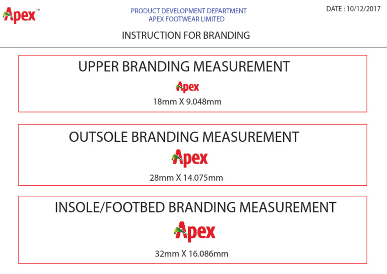 Apex Upper & Bottom Branding Measurement | PDF