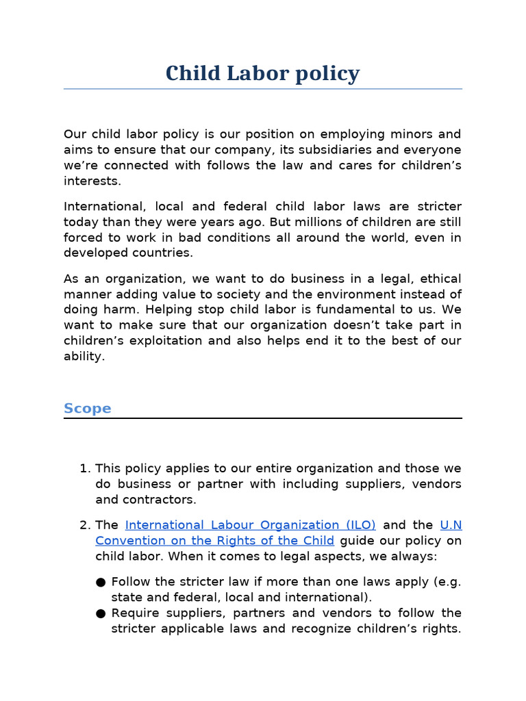 Child Labor policy | PDF