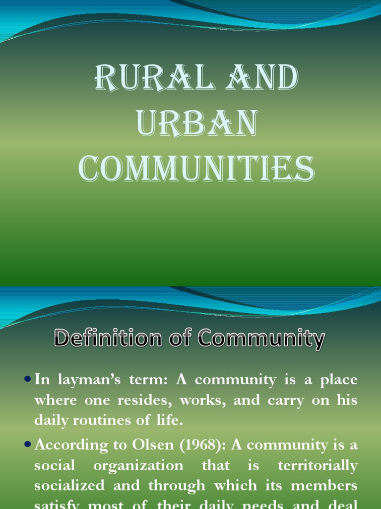 Understanding Rural and Urban Communities | PDF