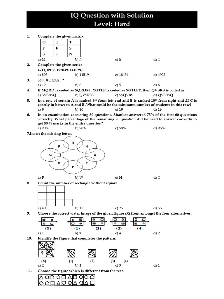 IQ Question With Solution for Practice | PDF | Finger