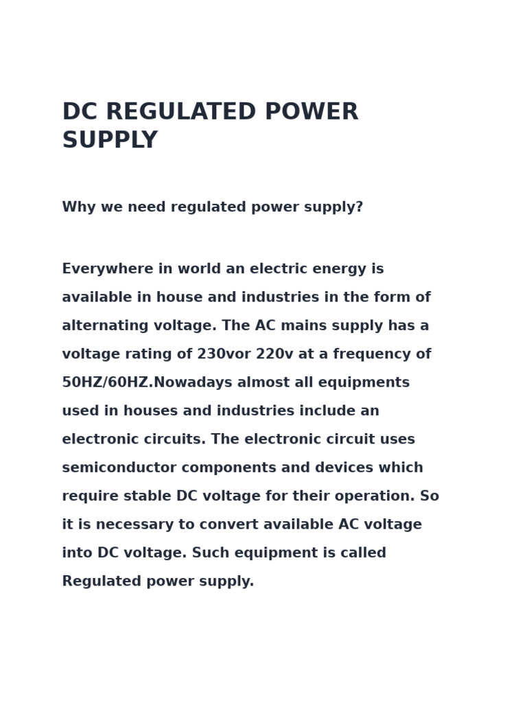 Dc Regulated Power Supplyunit II | PDF | Rectifier | Direct Current