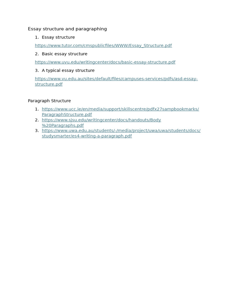 Essay Structure and Paragraphing Handout 10 | PDF
