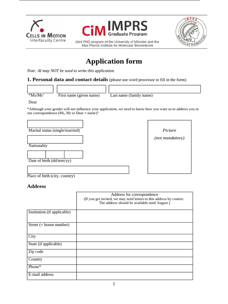 Cim-imprs Application Form 2026 | PDF | Thesis | Master Of Science