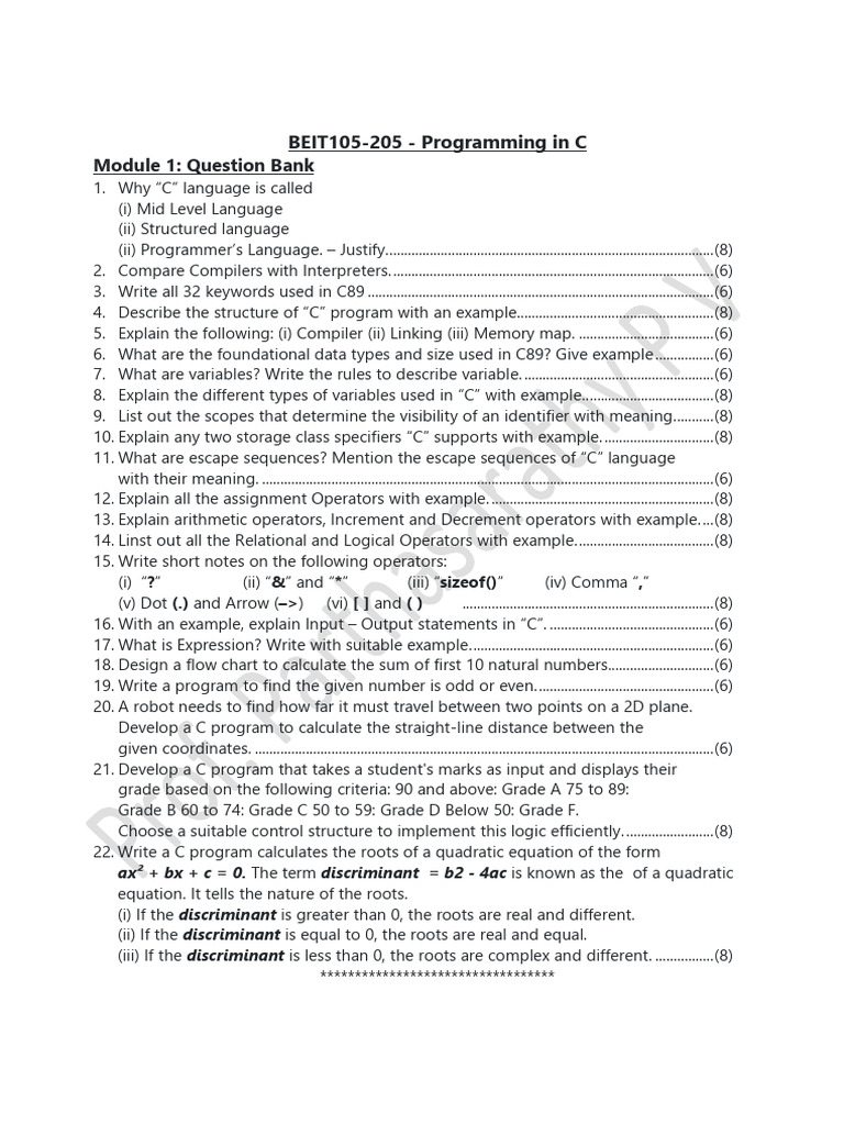 MODULE 1 QB | PDF | Quadratic Equation | Mathematics