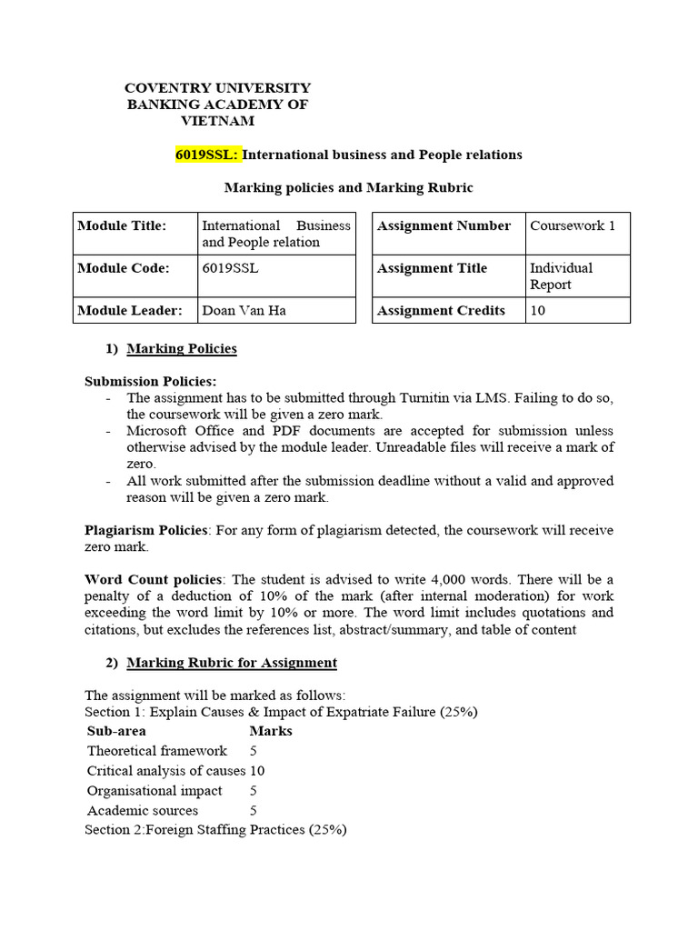 2026_Assignment 1 Marking Policies and Rubric International Business ...