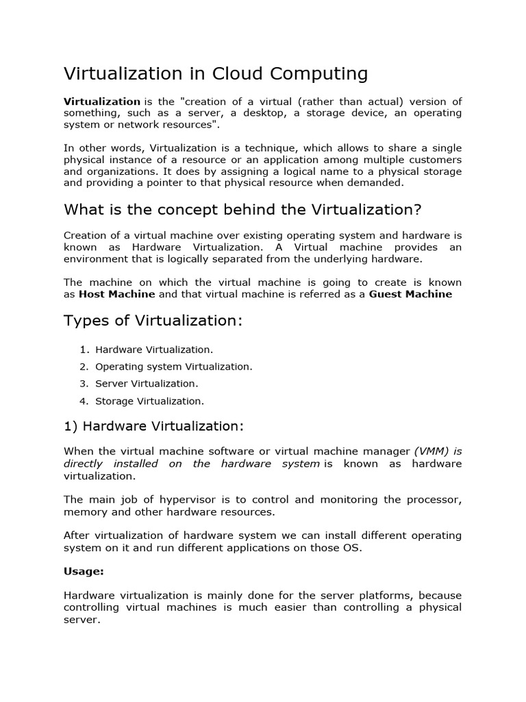 Virtualization in Cloud Computing and Types-1_045545 | PDF ...