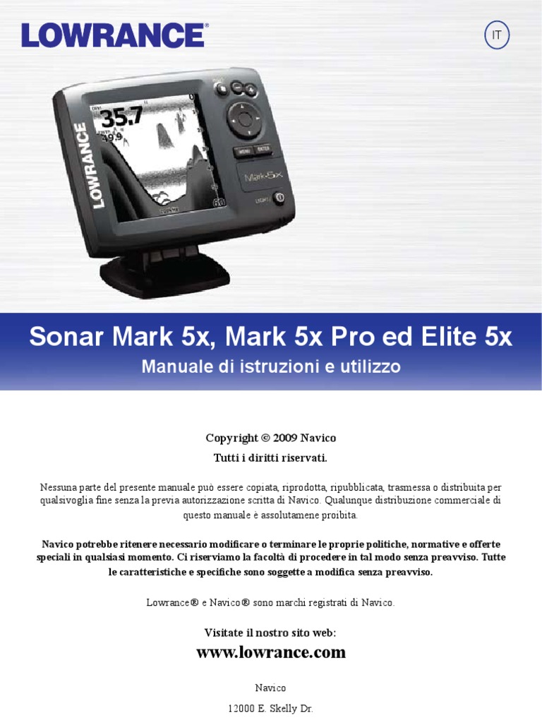 Lowrance Mark 5x Manuale Italiano Tastiera