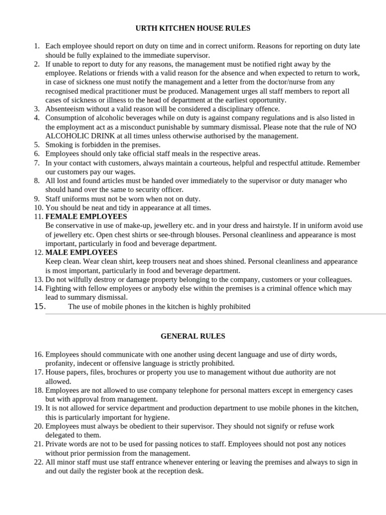 House Rules Document-1 | PDF