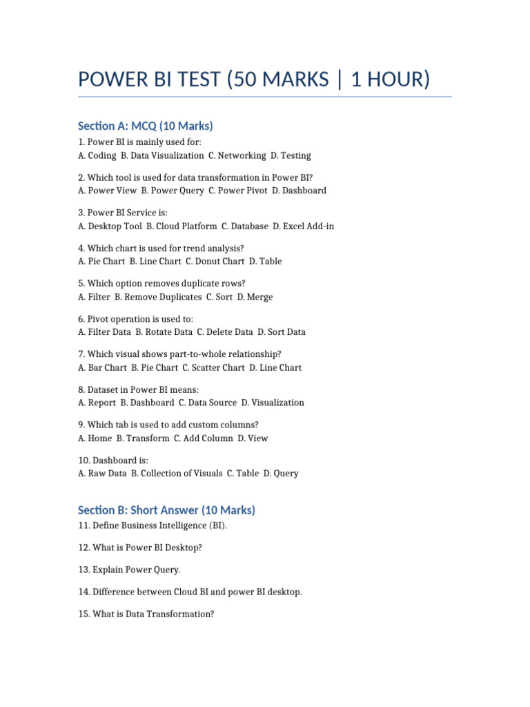 Power Bi Test | PDF