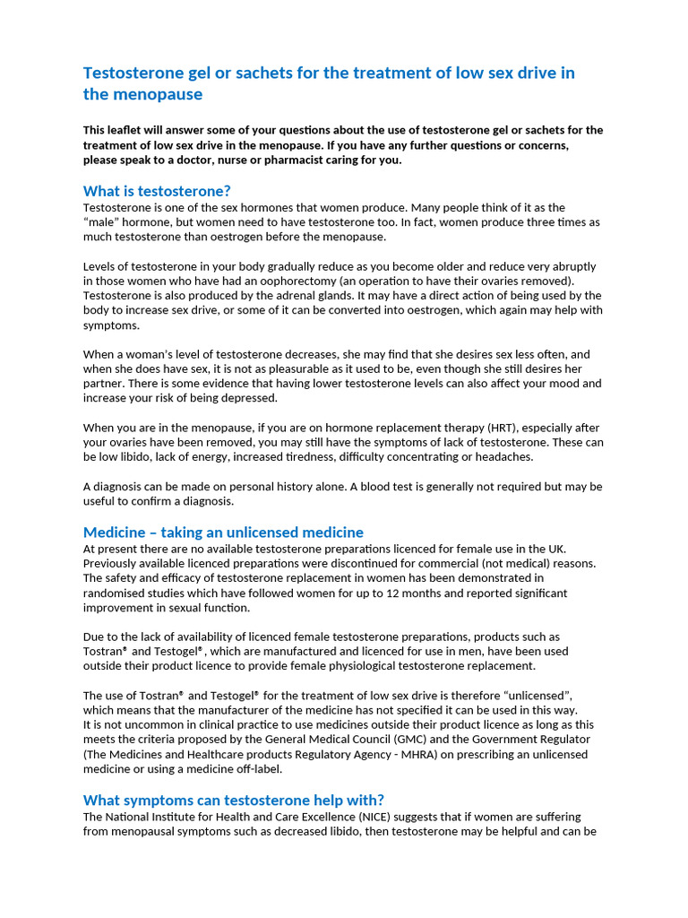 Sample Formulary Application Form Testosterone Patient Leaflet | PDF ...