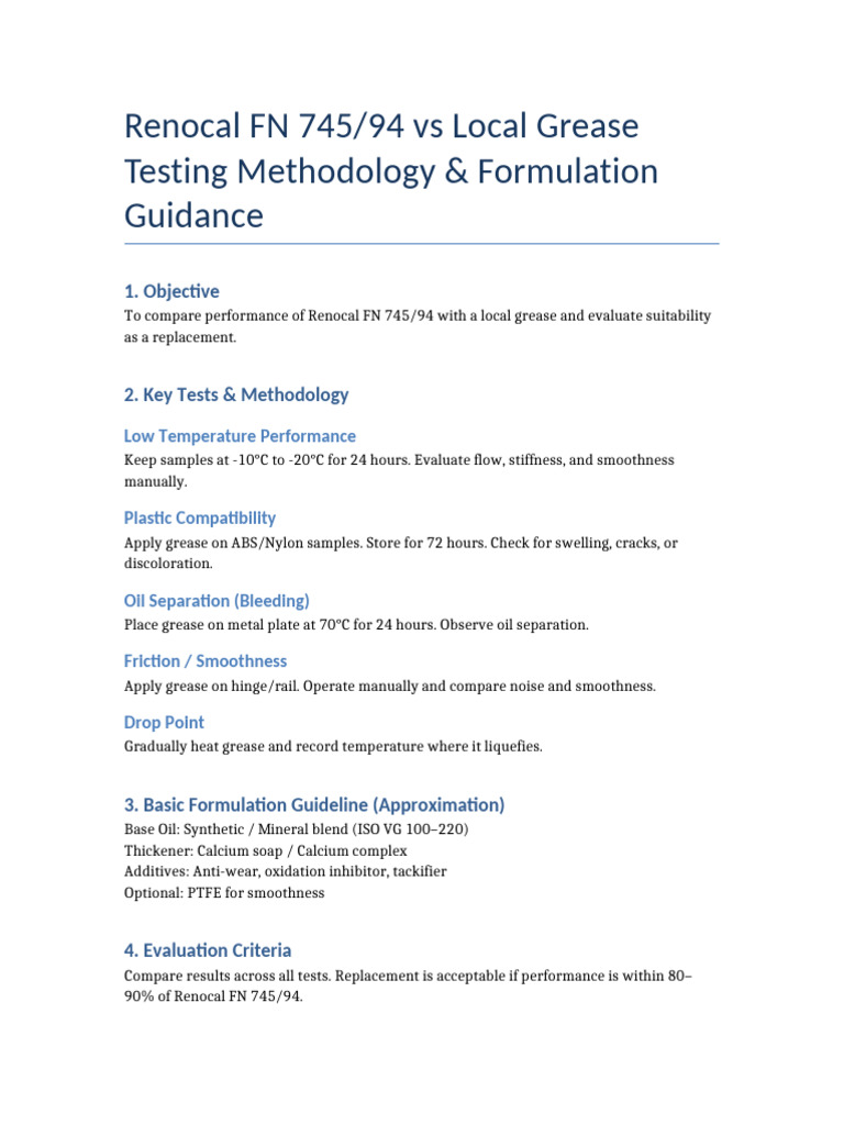 Grease Testing Methodology | PDF