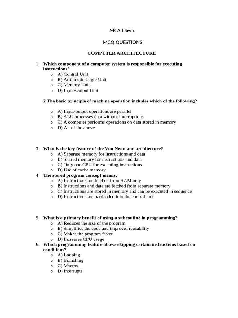 MCQ Computer Architecture | PDF | Central Processing Unit | Cpu Cache