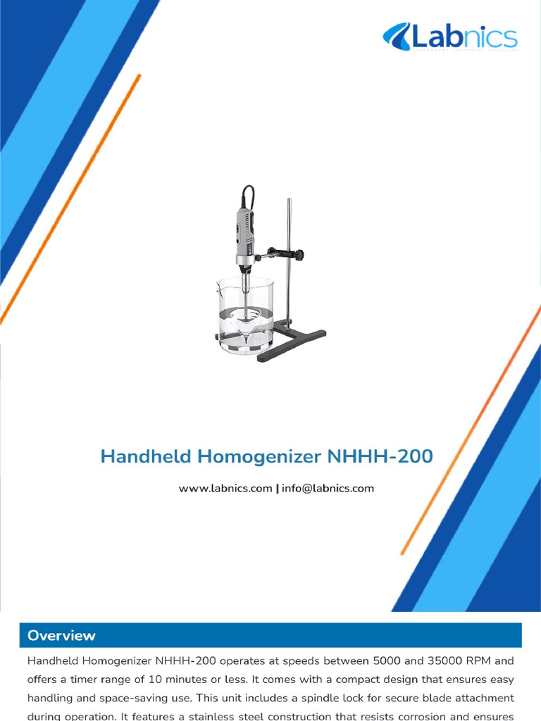 Handheld Homogenizer Nhhh 200 | PDF