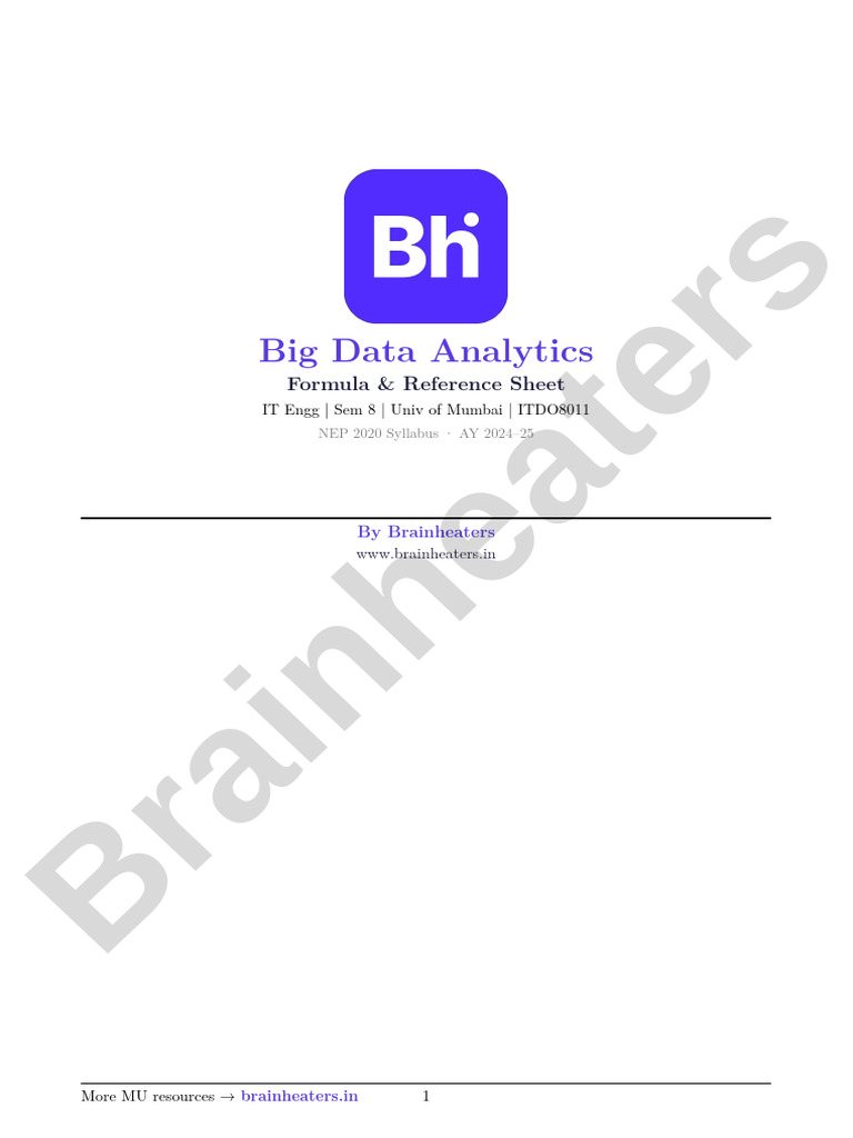BDA BE IT Formula Sheet | PDF | No Sql | Apache Hadoop