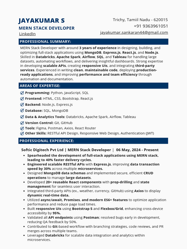 Foundit Jayakumar Fullstack Developer Resume MERN.pdf (3) | PDF ...