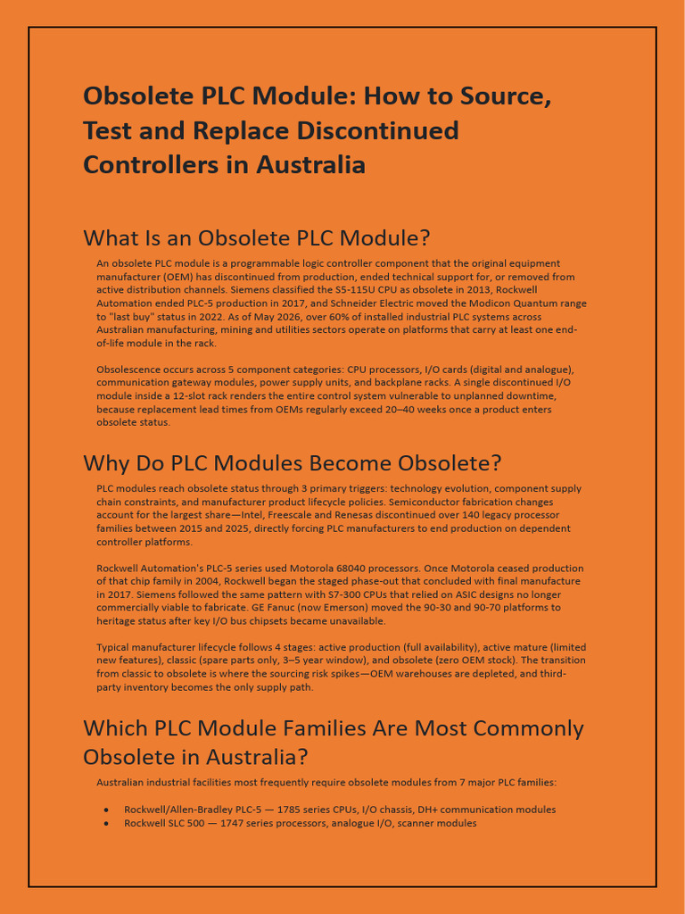 Obsolete PLC Module: How to Source, Test and Replace Discontinued ...